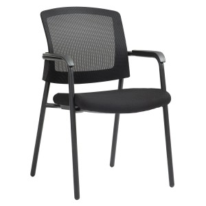 Silla de Confidente CARTER, Estructura Metálica Negra, en Tela y Malla Transpirable color Negro