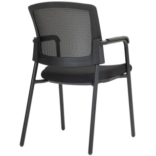 Silla de Confidente CARTER, Estructura Metálica Negra, en Tela y Malla Transpirable color Negro 2
