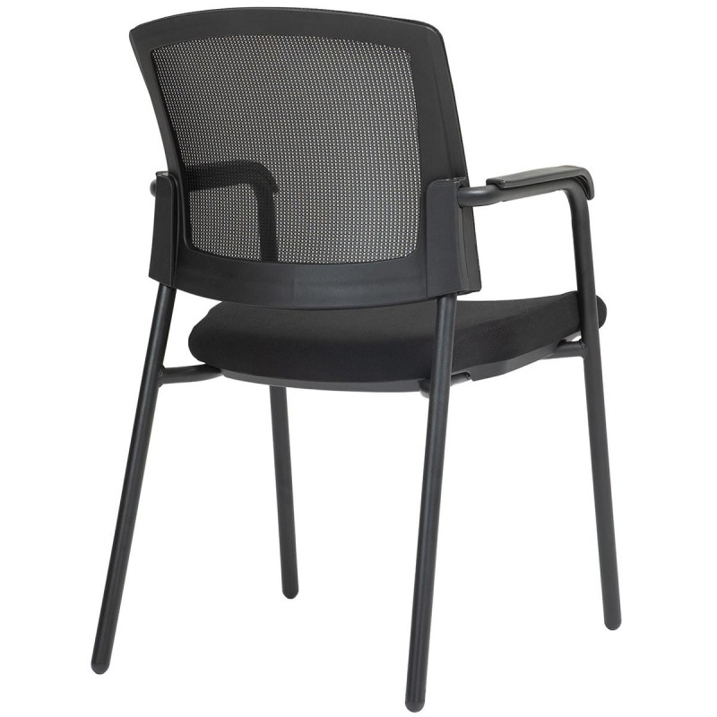 Silla de Confidente CARTER, Estructura Metálica Negra, en Tela y Malla Transpirable color Negro