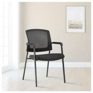 Silla de Confidente CARTER, Estructura Metálica Negra, en Tela y Malla Transpirable color Negro