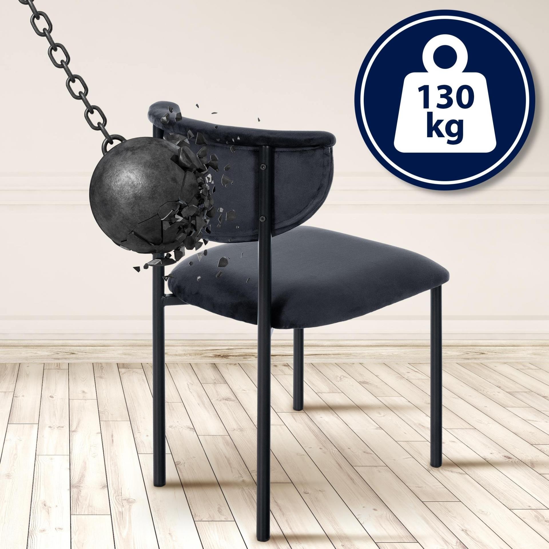 Silla de Confidente TUCKER, Diseño Atemporal, Estructura Negra, en Tercipelo color Negro