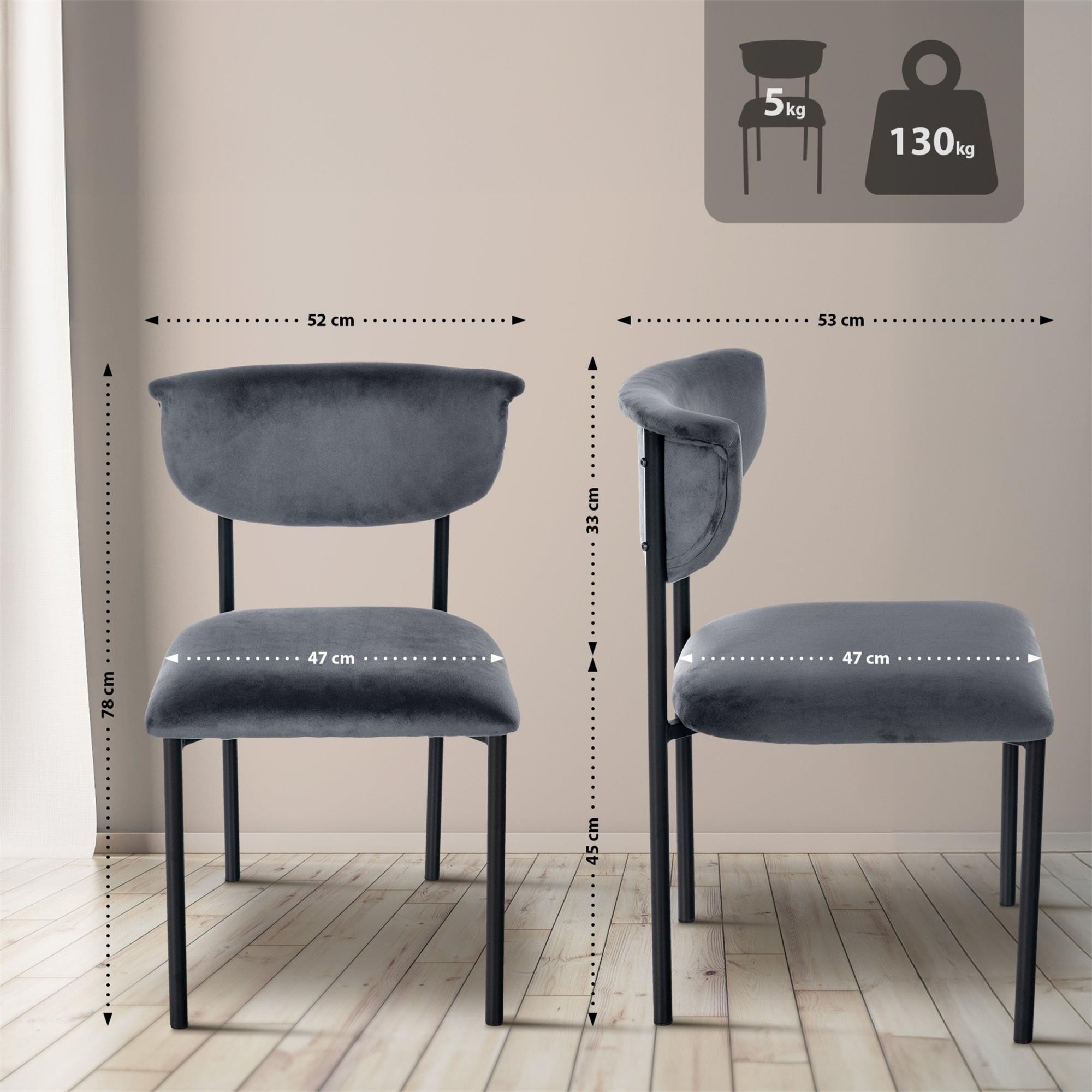 Silla de Confidente TUCKER, Diseño Atemporal, Estructura Negra, en Tercipelo color Negro