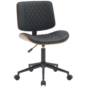 Silla de Oficina MARYEN en Madera Nogal y Piel color Negro