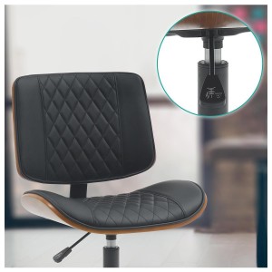Silla de Oficina MARYEN en Madera Nogal y Piel color Negro