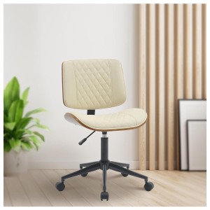 Silla de Oficina MARYEN en Madera Nogal y Piel color Negro