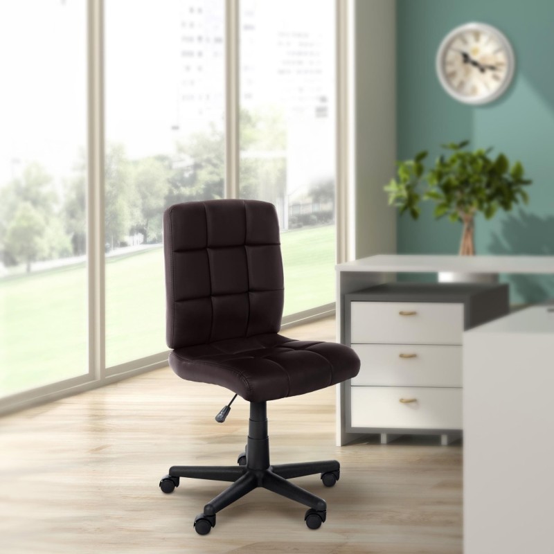 Silla de oficina BENDER, grueso acolchado, en piel color negro