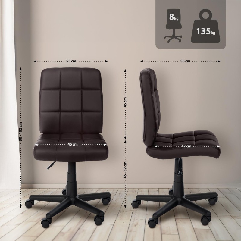 Silla de oficina BENDER, grueso acolchado, en piel color negro