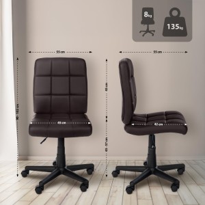 Silla de oficina BENDER, grueso acolchado, en piel color negro