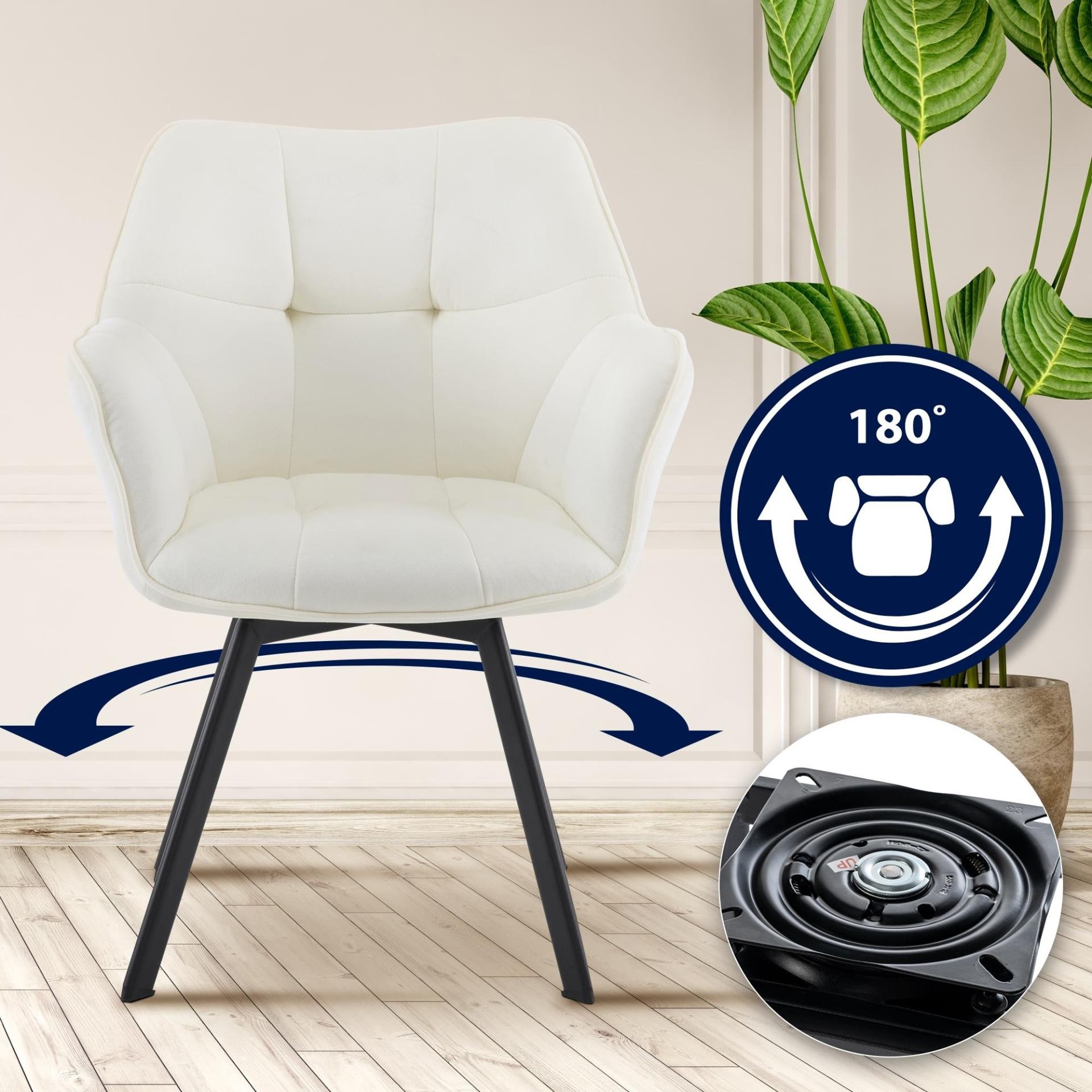 Silla de Confidente SUTTON, Estructura Metálica, Grueso Acolchado, en Terciopelo color Negro