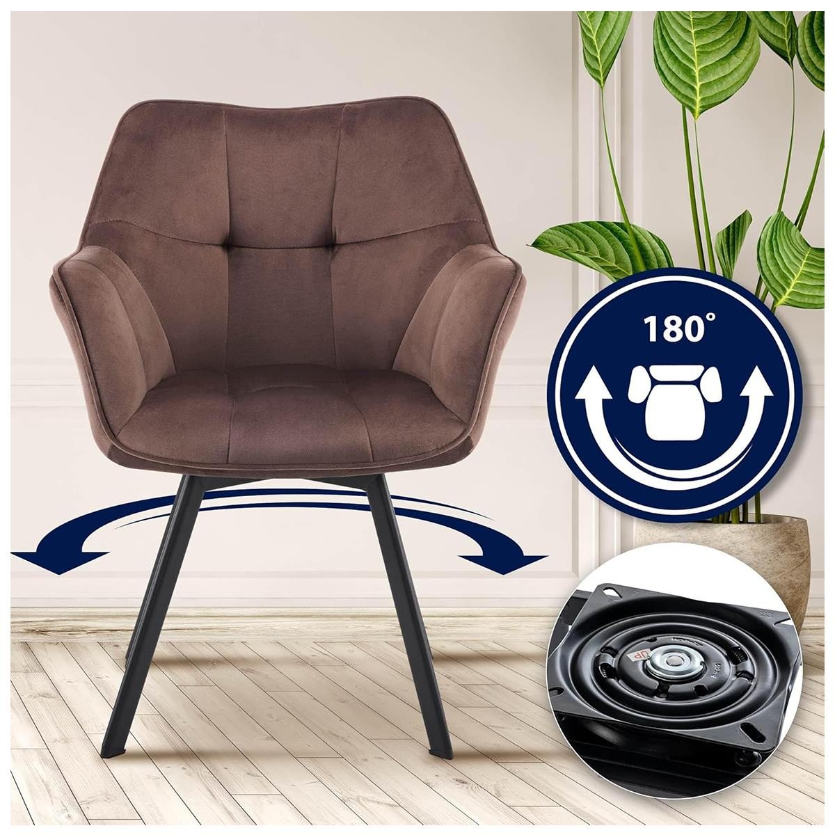 Silla de Confidente SUTTON, Estructura Metálica, Grueso Acolchado, en Terciopelo color Negro