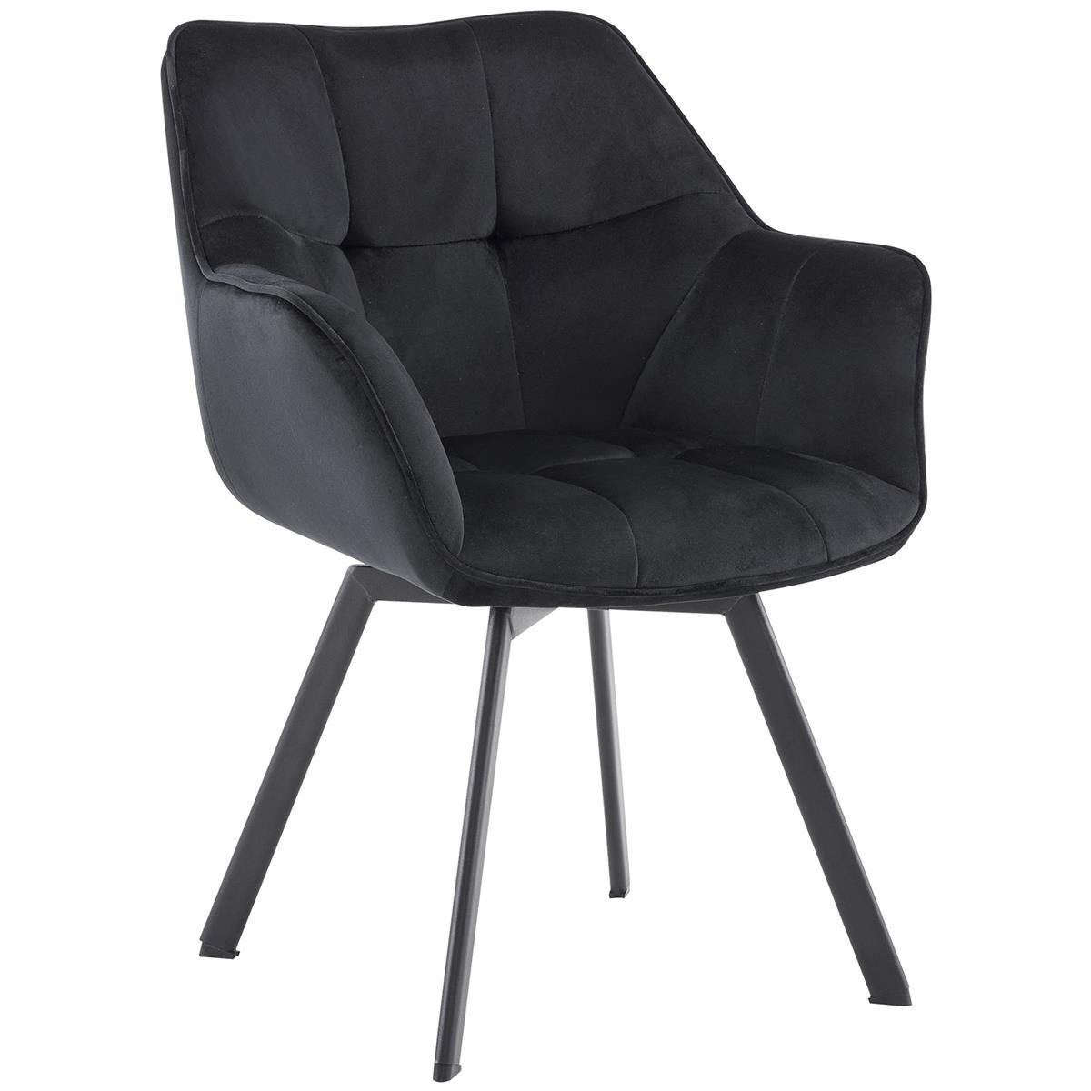 Silla de Confidente SUTTON, Estructura Metálica, Grueso Acolchado, en Terciopelo color Negro