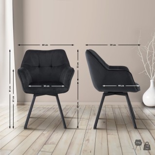 Silla de Confidente SUTTON en Terciopelo color Negro 2
