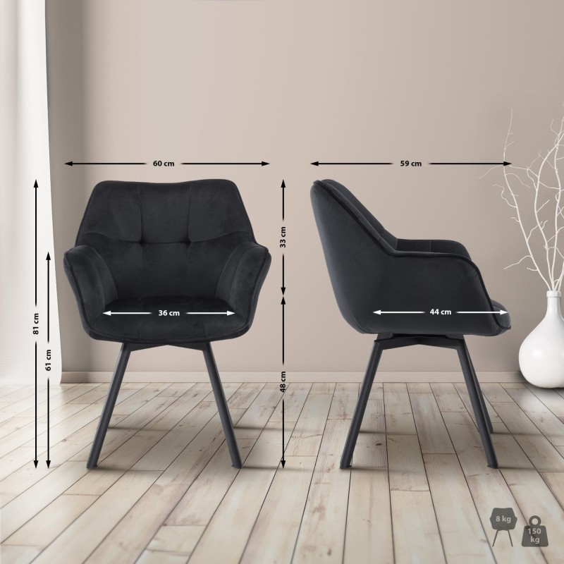Silla de Confidente SUTTON en Terciopelo color Negro