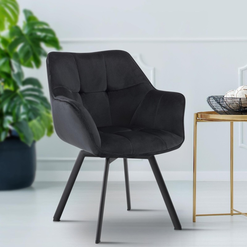 Silla de Confidente SUTTON en Terciopelo color Negro