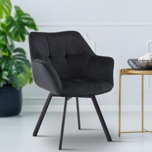 Silla de Confidente SUTTON en Terciopelo color Negro