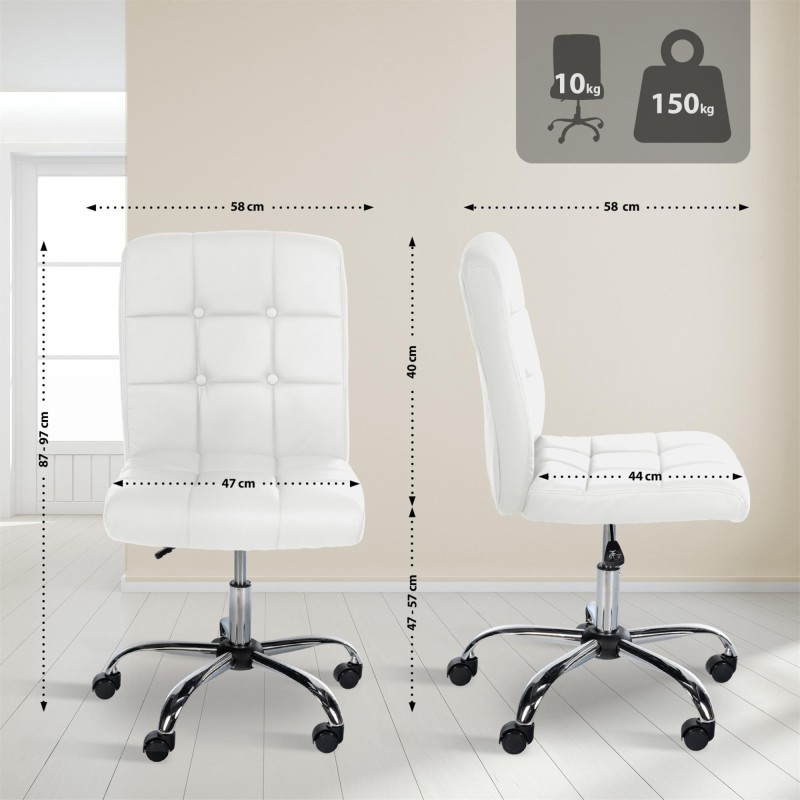 Silla de oficina PARKER, diseño sencillo, en piel color gris