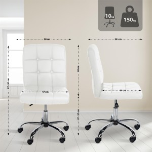 Silla de oficina PARKER, diseño sencillo, en piel color gris