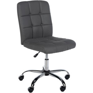 Silla de oficina PARKER, diseño sencillo, en piel color gris