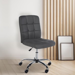 Silla de oficina PARKER, diseño sencillo, en piel color gris