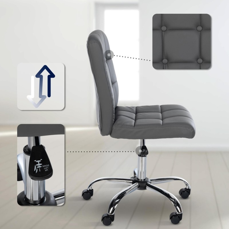 Silla de oficina PARKER, diseño sencillo, en piel color gris