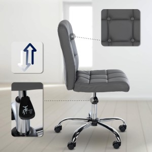 Silla de oficina PARKER, diseño sencillo, en piel color gris