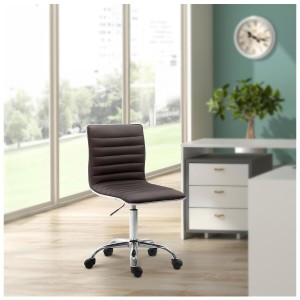Silla de oficina WANG, diseño original, en piel color gris