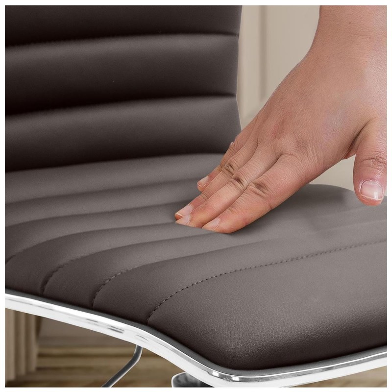 Silla de oficina WANG, diseño original, en piel color gris