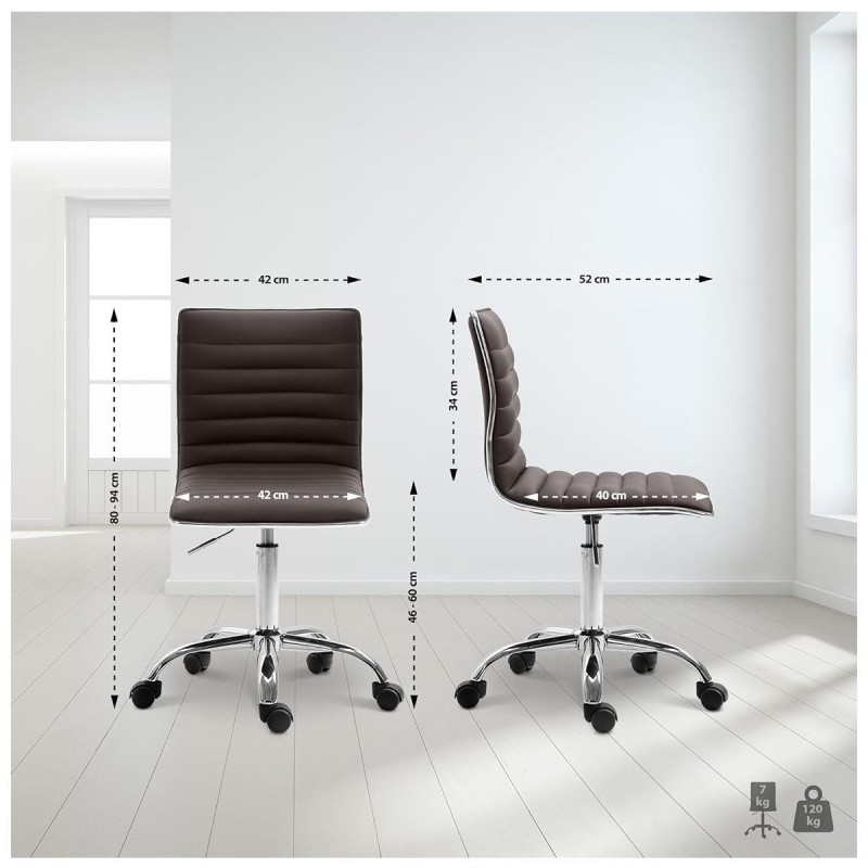 Silla de oficina WANG, diseño original, en piel color gris