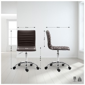 Silla de oficina WANG, diseño original, en piel color gris