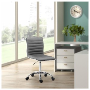 Silla de oficina WANG, diseño original, en piel color gris