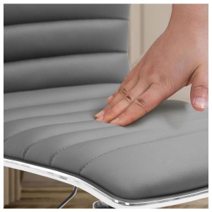 Silla de oficina WANG, diseño original, en piel color gris