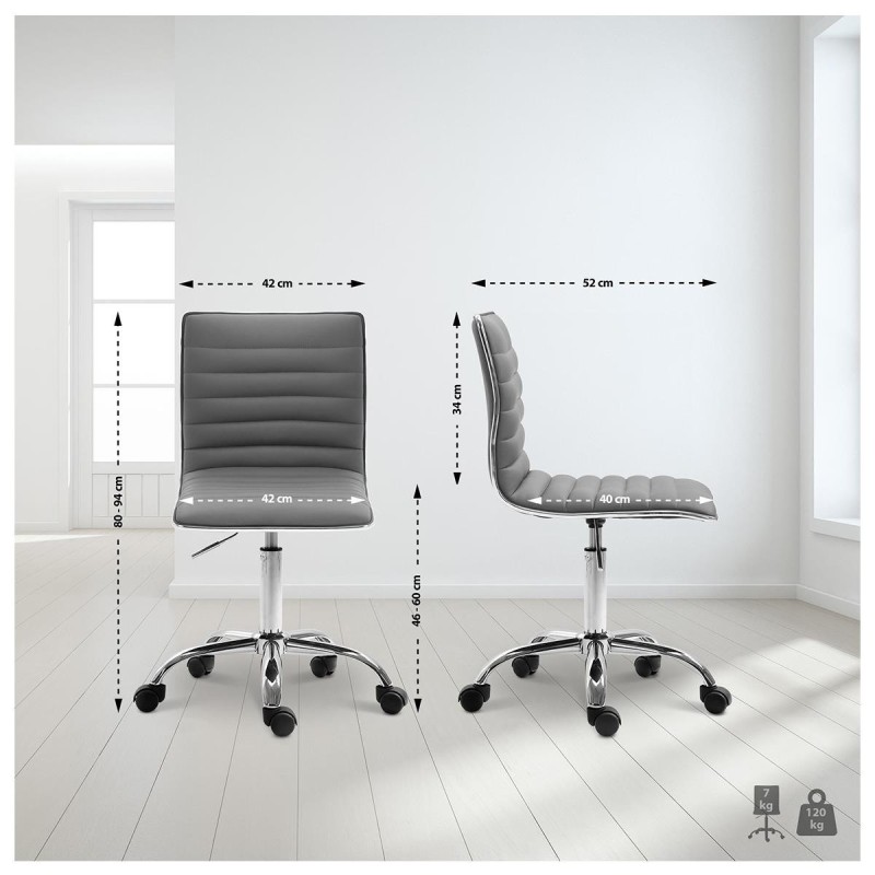 Silla de oficina WANG, diseño original, en piel color gris