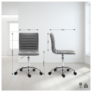 Silla de oficina WANG, diseño original, en piel color gris