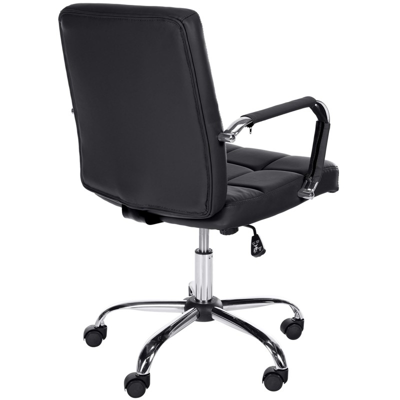 Silla de oficina BAXTER, grueso acolchado, en piel color negro