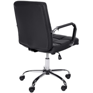 Silla de oficina BAXTER, grueso acolchado, en piel color negro