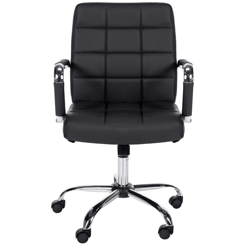 Silla de oficina BAXTER, grueso acolchado, en piel color negro