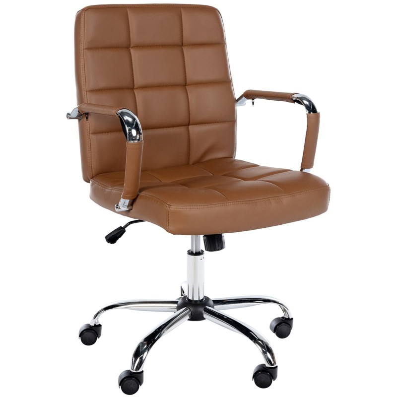 Silla de oficina BAXTER, grueso acolchado, en piel color negro