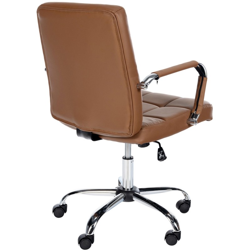 Silla de oficina BAXTER, grueso acolchado, en piel color negro