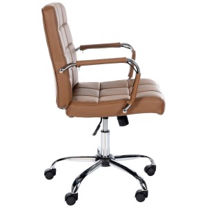 Silla de oficina BAXTER, grueso acolchado, en piel color negro