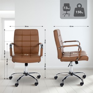 Silla de oficina BAXTER, grueso acolchado, en piel color negro