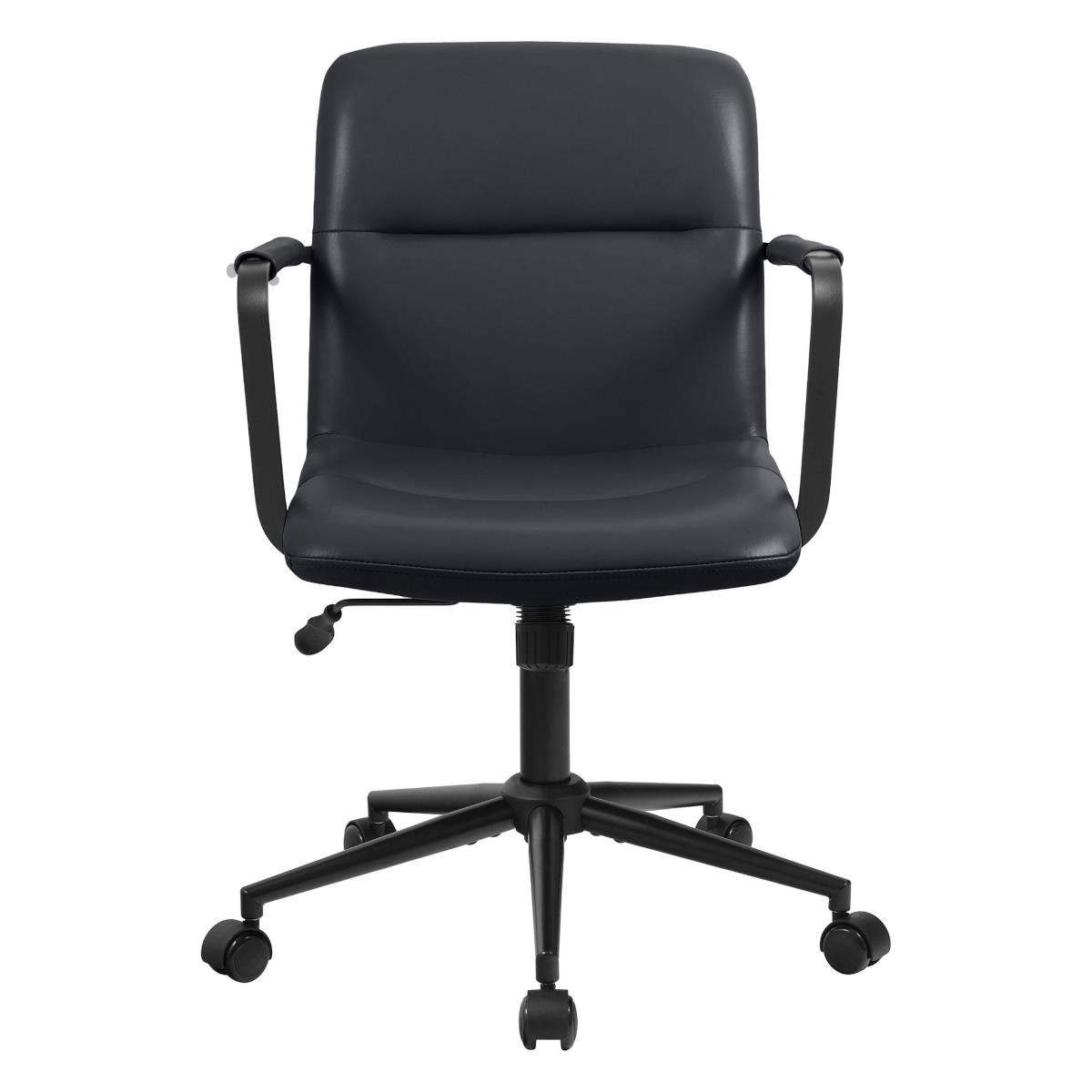 Silla de Oficina COBY, Grueso Acolchado, Base Metálica, Tapizada en Piel Natural color Negro