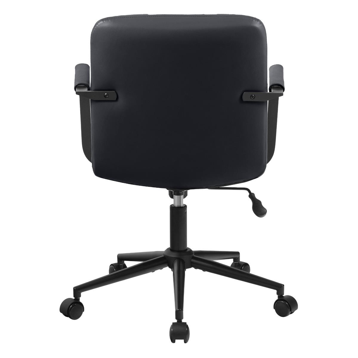 Silla de Oficina COBY, Grueso Acolchado, Base Metálica, Tapizada en Piel Natural color Negro