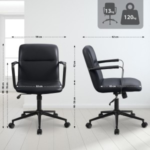 Silla de Oficina COBY en Piel Natural color Negro
