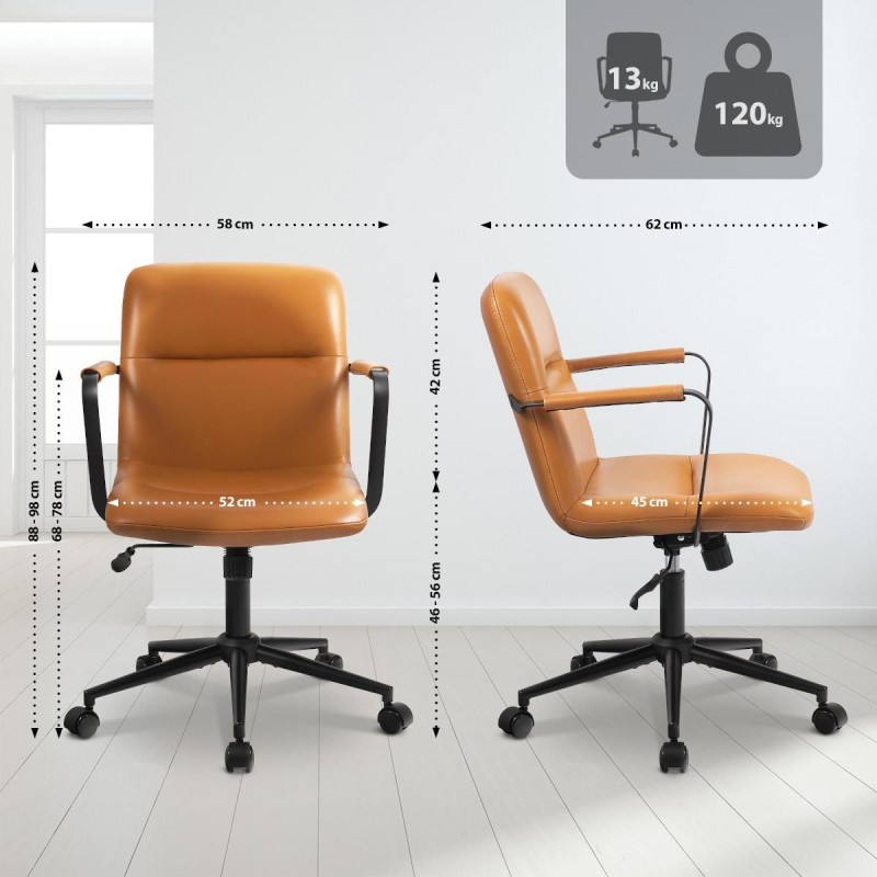 Silla de Oficina COBY en Piel Natural color Negro