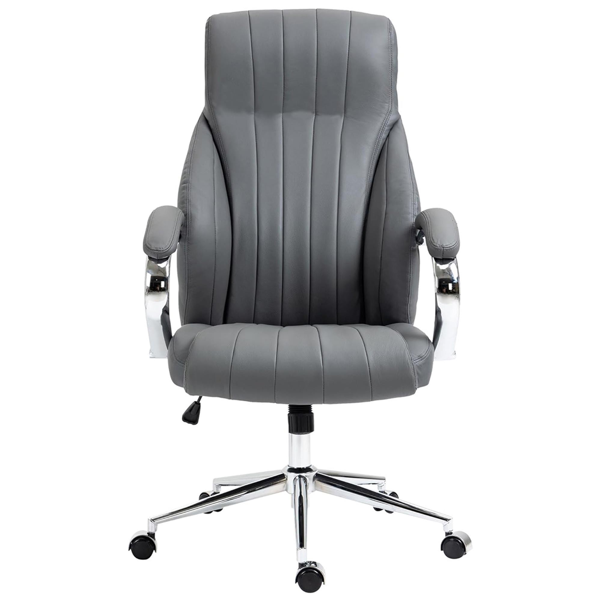 Sillón de oficina DANIA, Diseño Elegante, Gran Acolchado, en Piel Natural color Negro