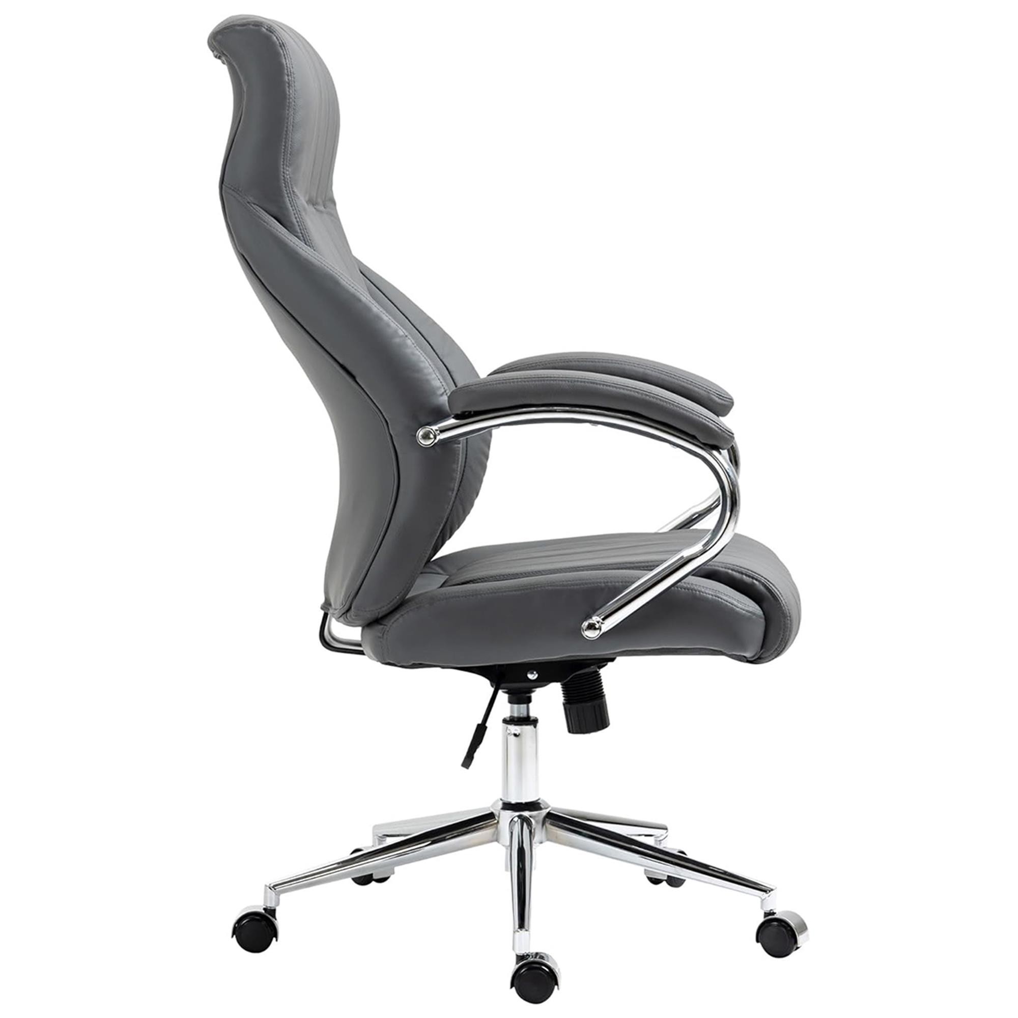 Sillón de oficina DANIA, Diseño Elegante, Gran Acolchado, en Piel Natural color Negro