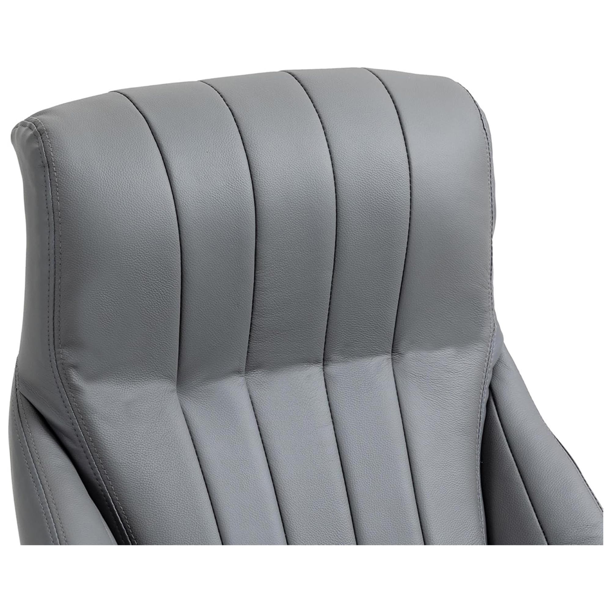 Sillón de oficina DANIA, Diseño Elegante, Gran Acolchado, en Piel Natural color Negro