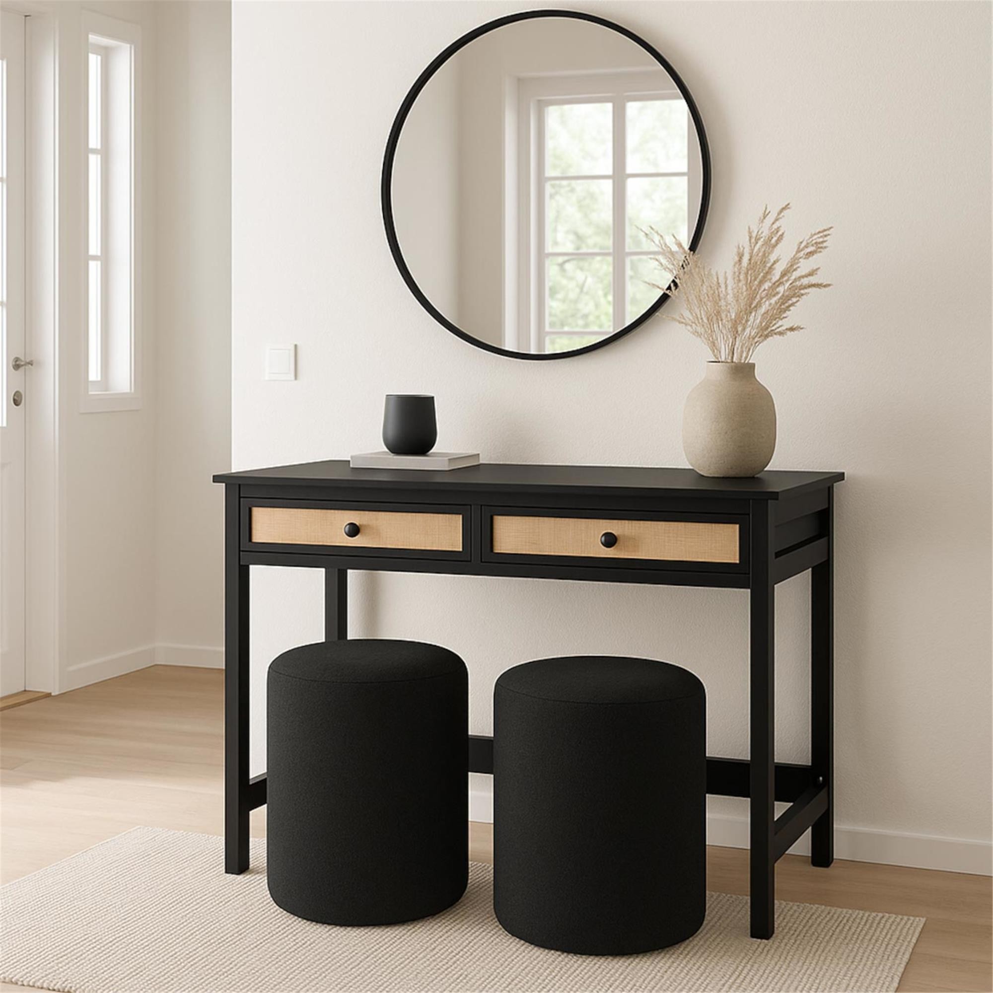 Mesa de escritorio ORBIT, Dimensiones 110x60x78 cm, Diseño Moderno, en Madera color Negro