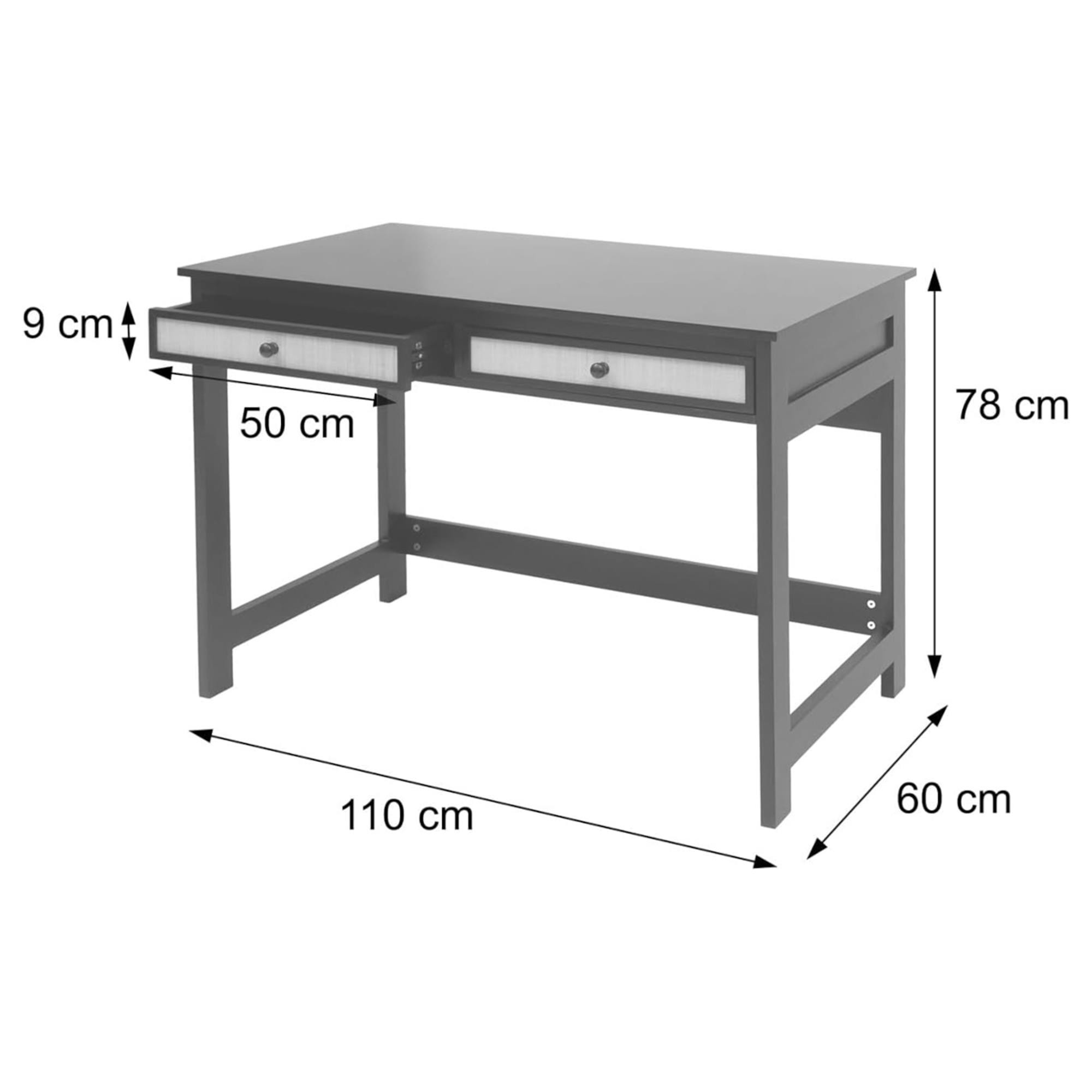 Mesa de escritorio ORBIT, Dimensiones 110x60x78 cm, Diseño Moderno, en Madera color Negro