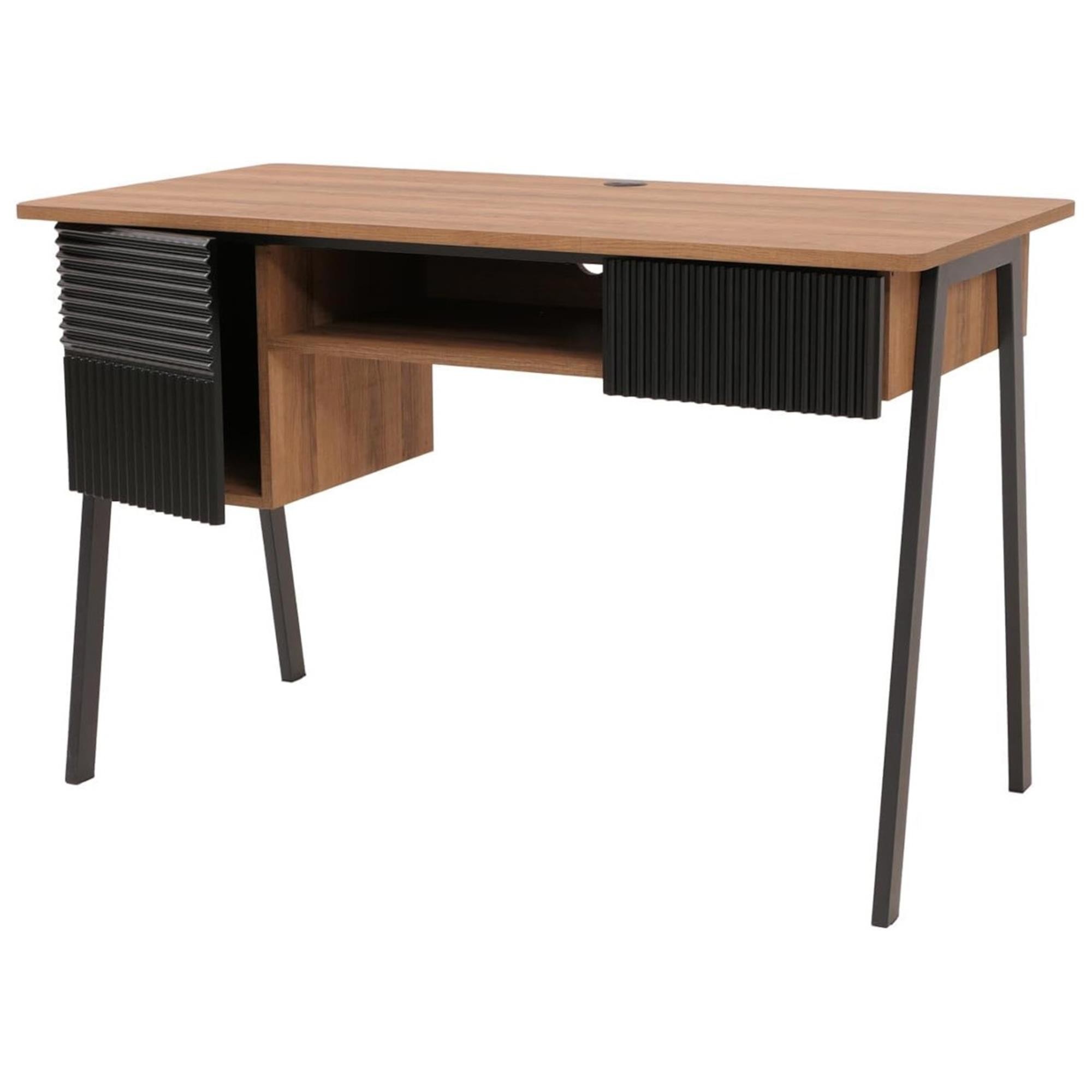 Mesa de Escritorio OPAL, Precioso Diseño Moderno, Dimensiones 120x60x78 cm, en Madera color Roble